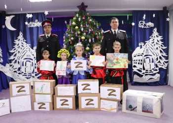 Казачата детского сада № 101 г. Краснодара поздравили с Новым годом мобилизованных солдат